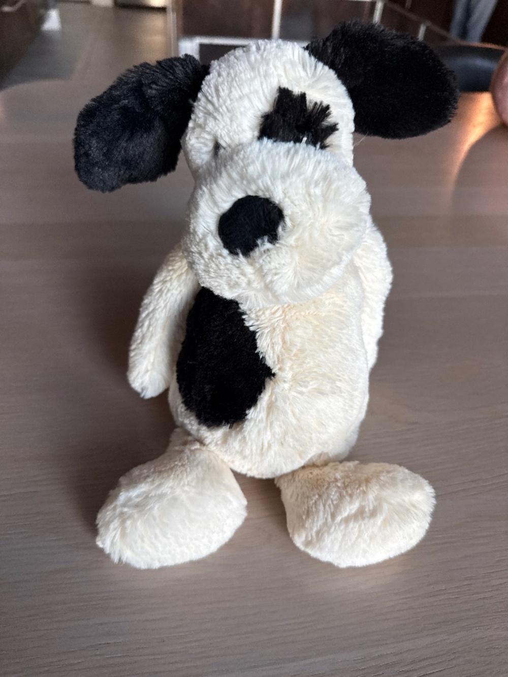 Jellycat bashful spot puppy stuffed animal black and cream white